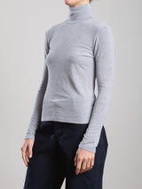 Shiloh Turtleneck in Cashmere Jersey - Heather Grey