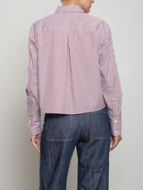 Enzo Shirt in Striped Poplin - Bordeaux
