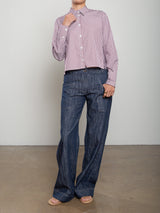 Enzo Shirt in Striped Poplin - Bordeaux