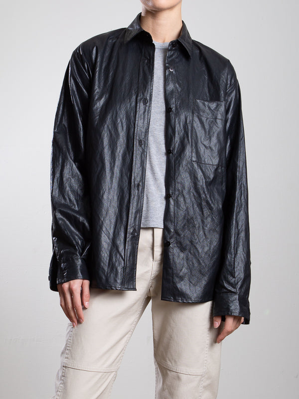 Jessie Shirt in Faux Leather - Black