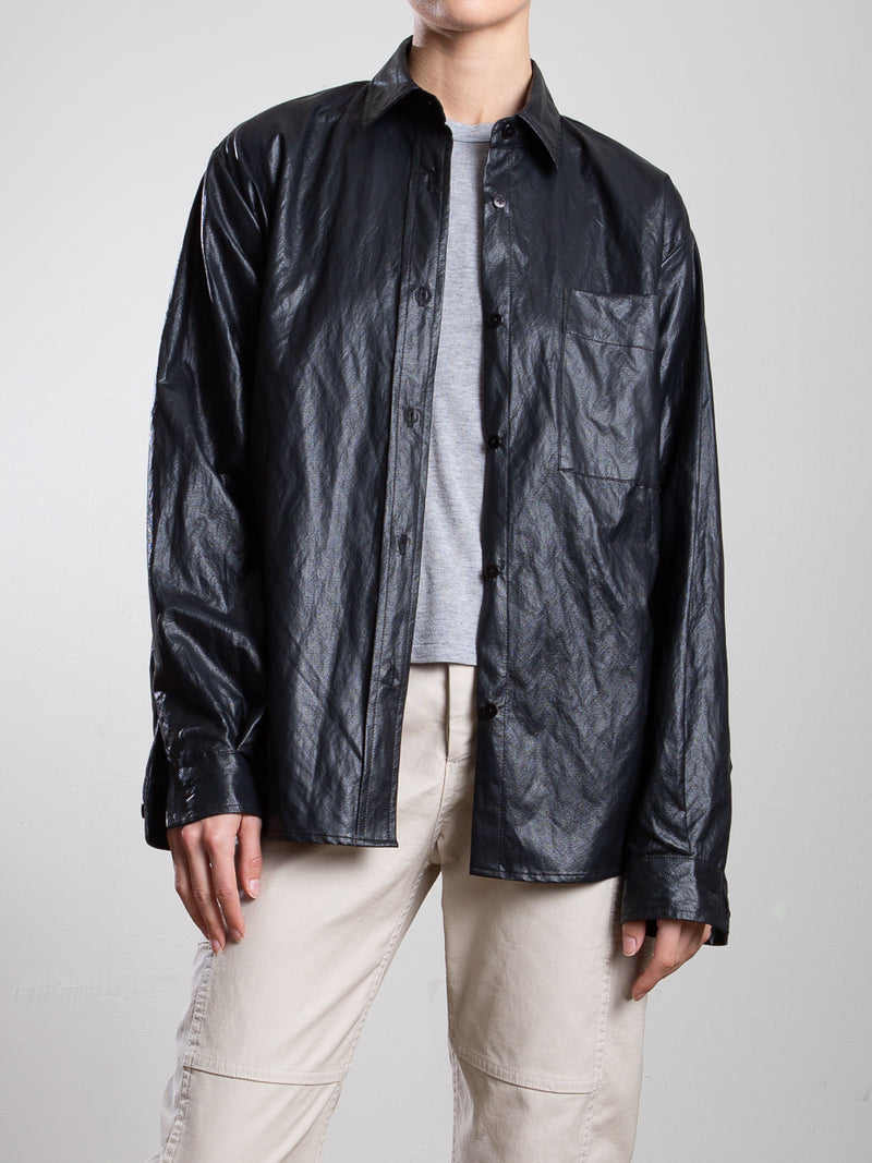 Jessie Shirt in Faux Leather - Black