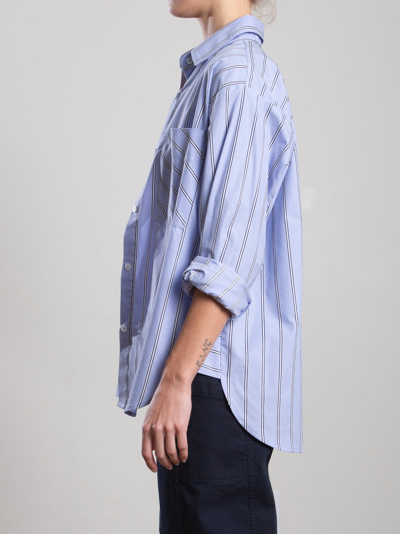 Jessie Shirt in Japanese Stripe - Periwinkle