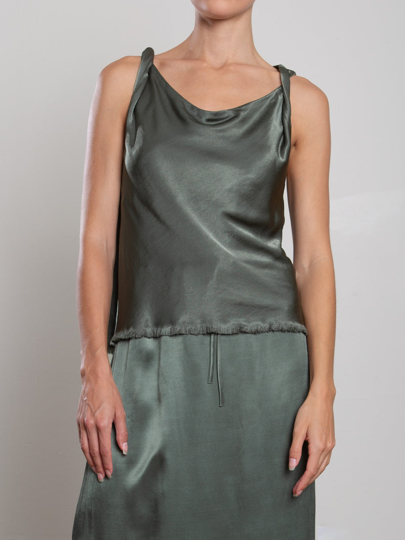 Paloma Top in Vintage Satin - Nori