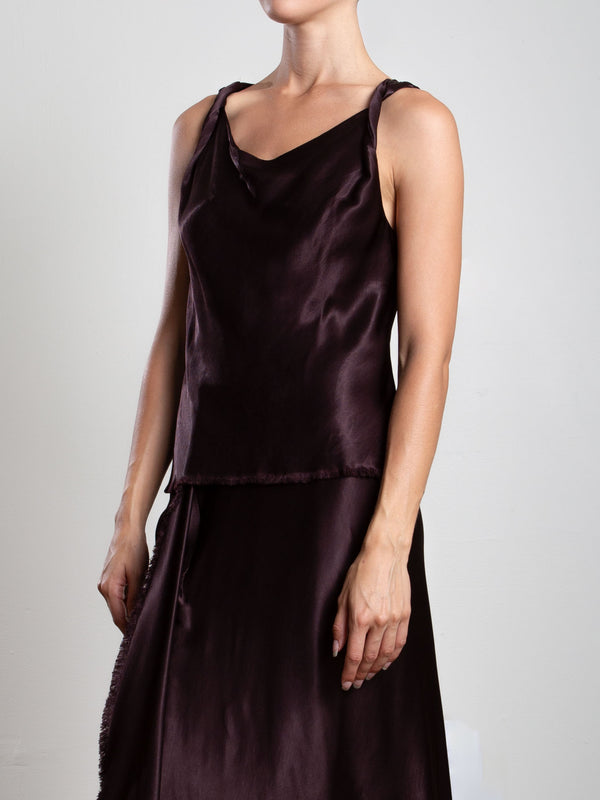 Paloma Top in Vintage Satin - Raisin