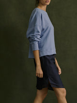 Irene Crewneck in French Terry - Blue Jay