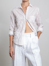 Layla Shirt in Japanese Cotton Stripe - Brick
