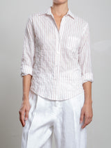 Layla Shirt in Japanese Cotton Stripe - Brick