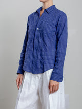 Layla Shirt in Japanese Cotton Stripe - Navy