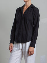 Layla Shirt in Cotton Embroidery - Black