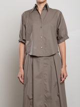 Claude Crop Shirt in Cotton Tencel - Army