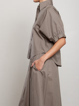 Claude Crop Shirt in Cotton Tencel - Army