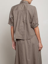 Claude Crop Shirt in Cotton Tencel - Army