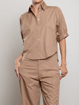 Claude Crop Shirt in Cotton Tencel - Chai