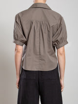 Claude Crop Shirt in Cotton Tencel - Army