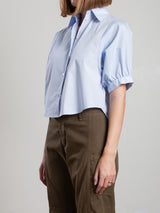 Claude Crop Shirt in Marbella Poplin - Sky