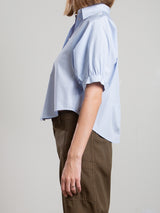 Claude Crop Shirt in Marbella Poplin - Sky