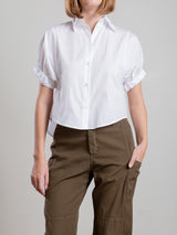 Claude Crop Shirt in Marbella Poplin - White