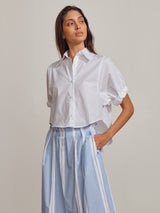 Claude Crop Shirt in Marbella Poplin - White