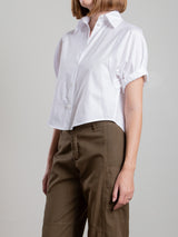 Claude Crop Shirt in Marbella Poplin - White