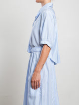 Claude Crop Shirt in Palma Stripe - Sky