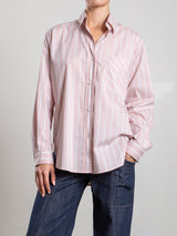 Marvin Shirt in Italian Poplin Stripe - Light Pink