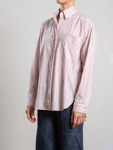 Marvin Shirt in Italian Poplin Stripe - Light Pink