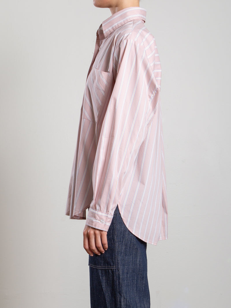 Marvin Shirt in Italian Poplin Stripe - Light Pink