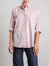 Marvin Shirt in Italian Poplin Stripe - Light Pink