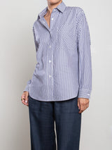 Marvin Shirt in Organic Cotton Stripe - Navy/White