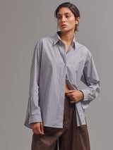 Marvin Shirt in Organic Cotton Stripe - Olive