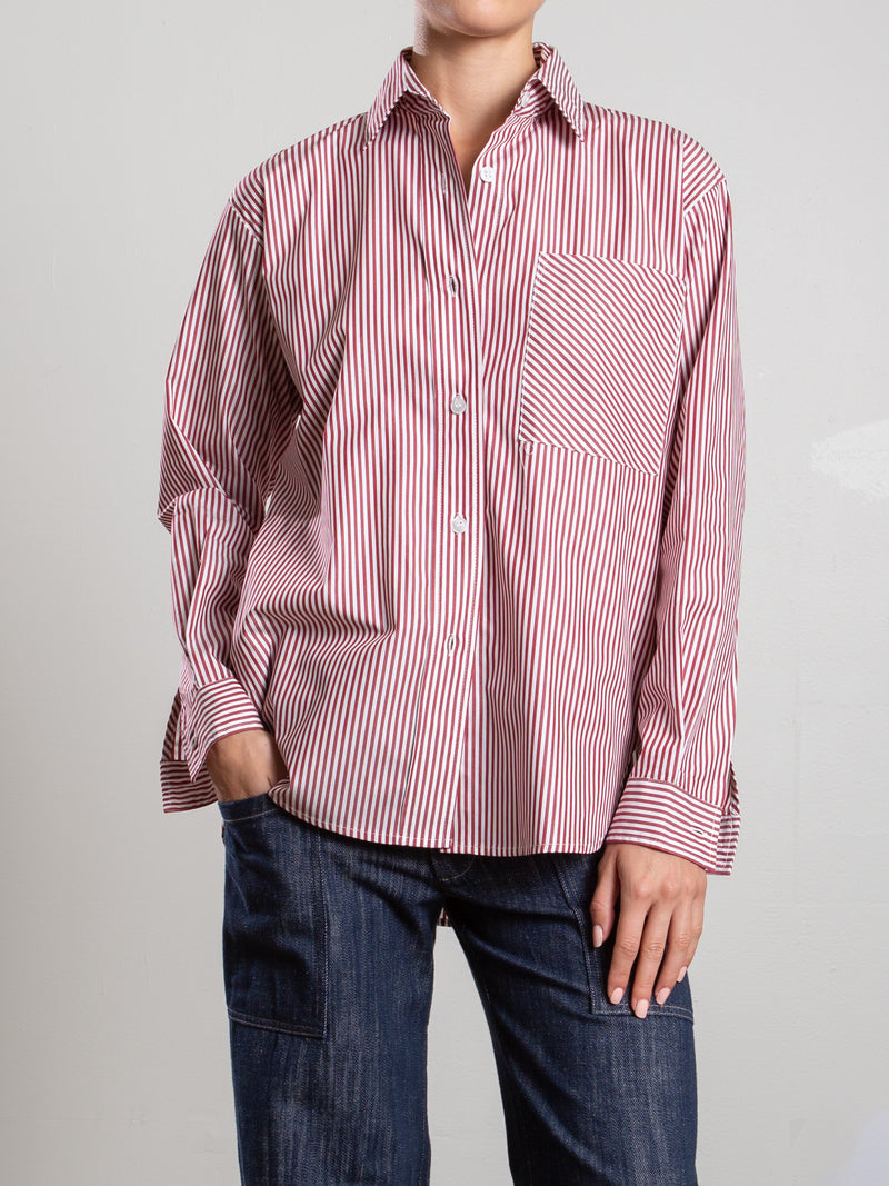 Marvin Shirt in Candy Stripe - Red/White