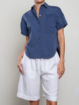 Rowe Shirt in Paperweight Cotton - Blueberry