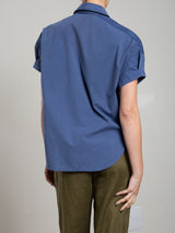 Rowe Shirt in Paperweight Cotton - Blueberry