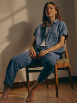 Rowe Shirt in Paperweight Cotton - Blueberry