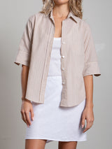 Colleen Shirt in Ladder Embroidery - Birch