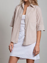 Colleen Shirt in Ladder Embroidery - Birch