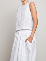 Tess Tank in French Linen - White