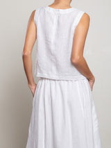 Tess Tank in French Linen - White
