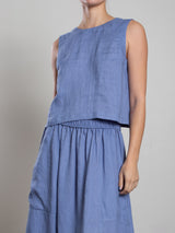 Tess Tank in French Linen - Bay