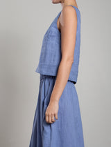 Tess Tank in French Linen - Bay