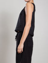 Tess Tank in French Linen - Black