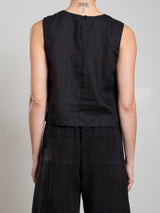 Tess Tank in French Linen - Black