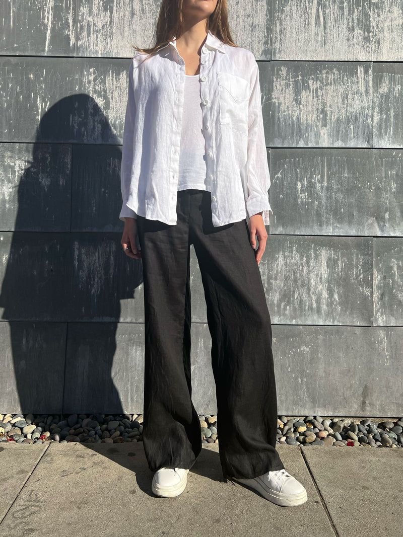 Hepburn Pant in French Linen - Black