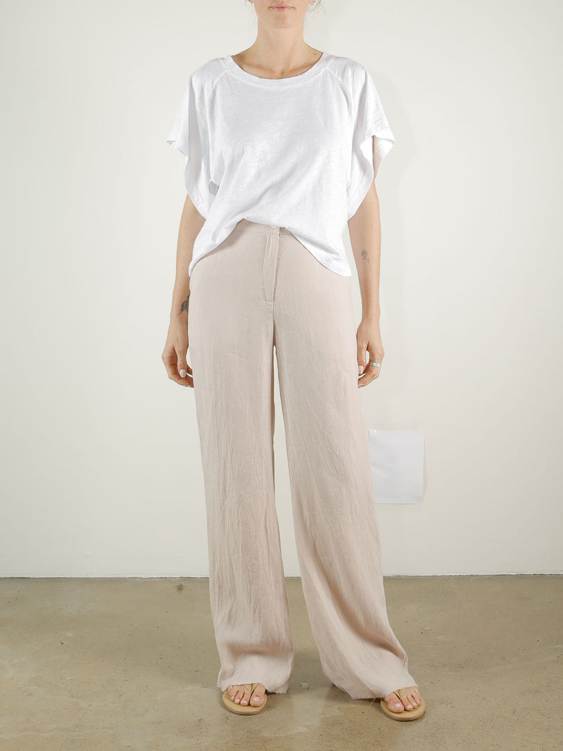 Hepburn Pant in French Linen - Petal