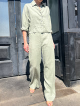 Hepburn Pant in French Linen - Seagrass