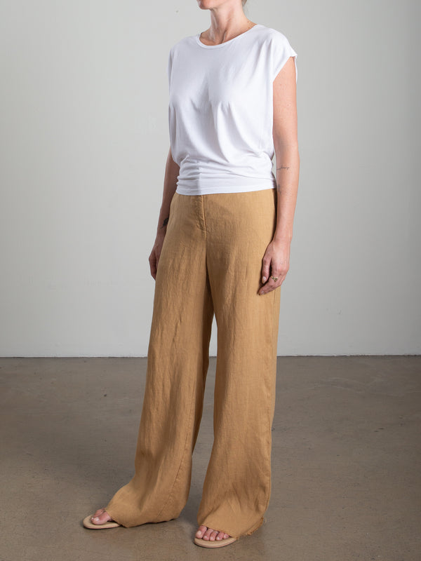 Hepburn Pant in French Linen - Wheat