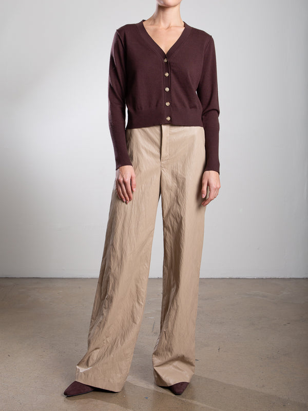 Hepburn Pant in Faux Leather - Biscotti