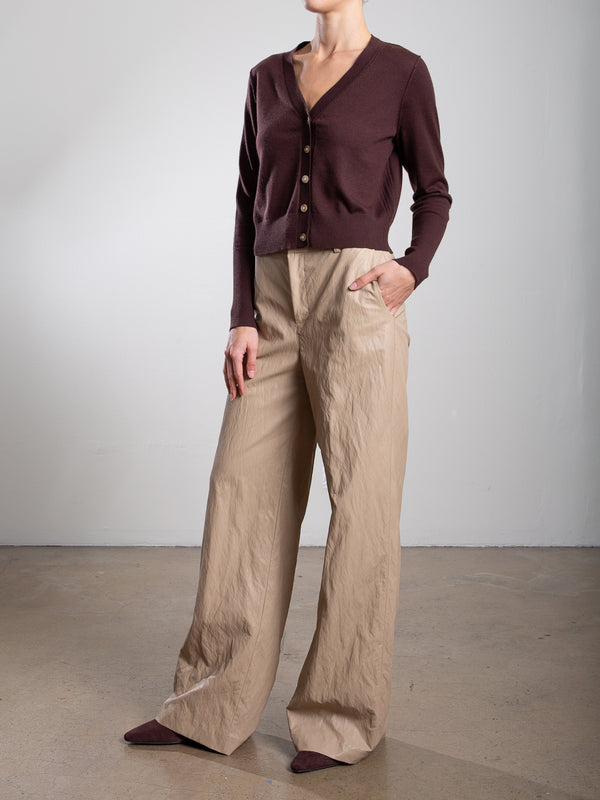 Hepburn Pant in Faux Leather - Biscotti