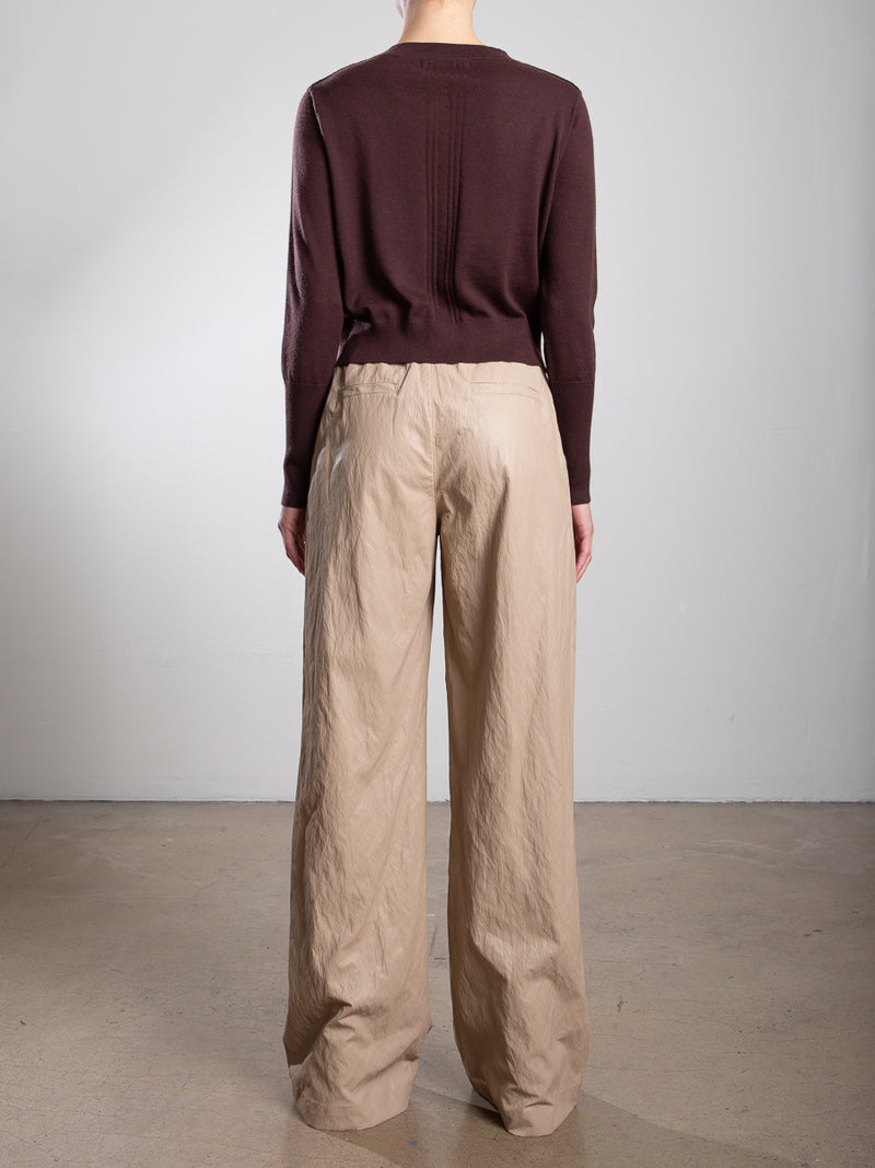 Hepburn Pant in Faux Leather - Biscotti