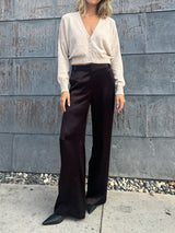 Hepburn Pant in Hammered Satin - Espresso